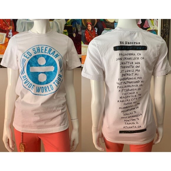 Ed Sheeran Youth Divide World Tour Medium White Crew Neck T-Shirt - Picture 1 of 9